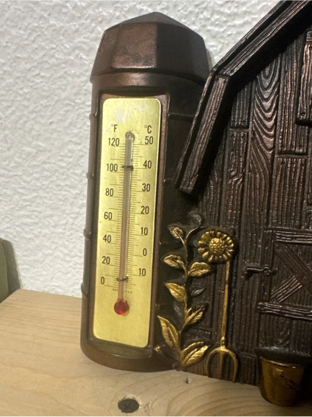 Vintage Miller Studio Country Barn Wall Thermometer Plaque 1980 USA Cottage Core
